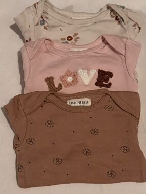 Rabbit & Bear Organic Kids One-Piece Set - Pink, Brown, Cream
